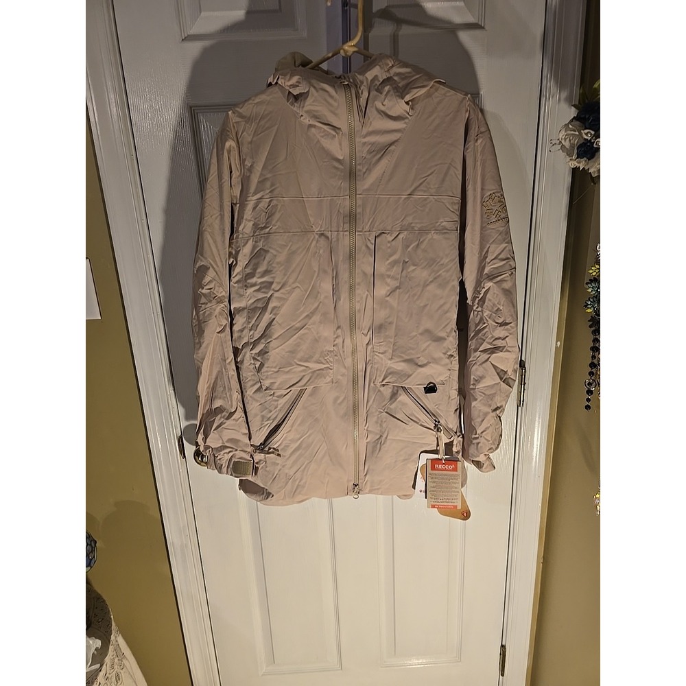 Obermeyer Aspen Colorado Womens L Ski Snowboard Jacket Hooded Tan RECCO